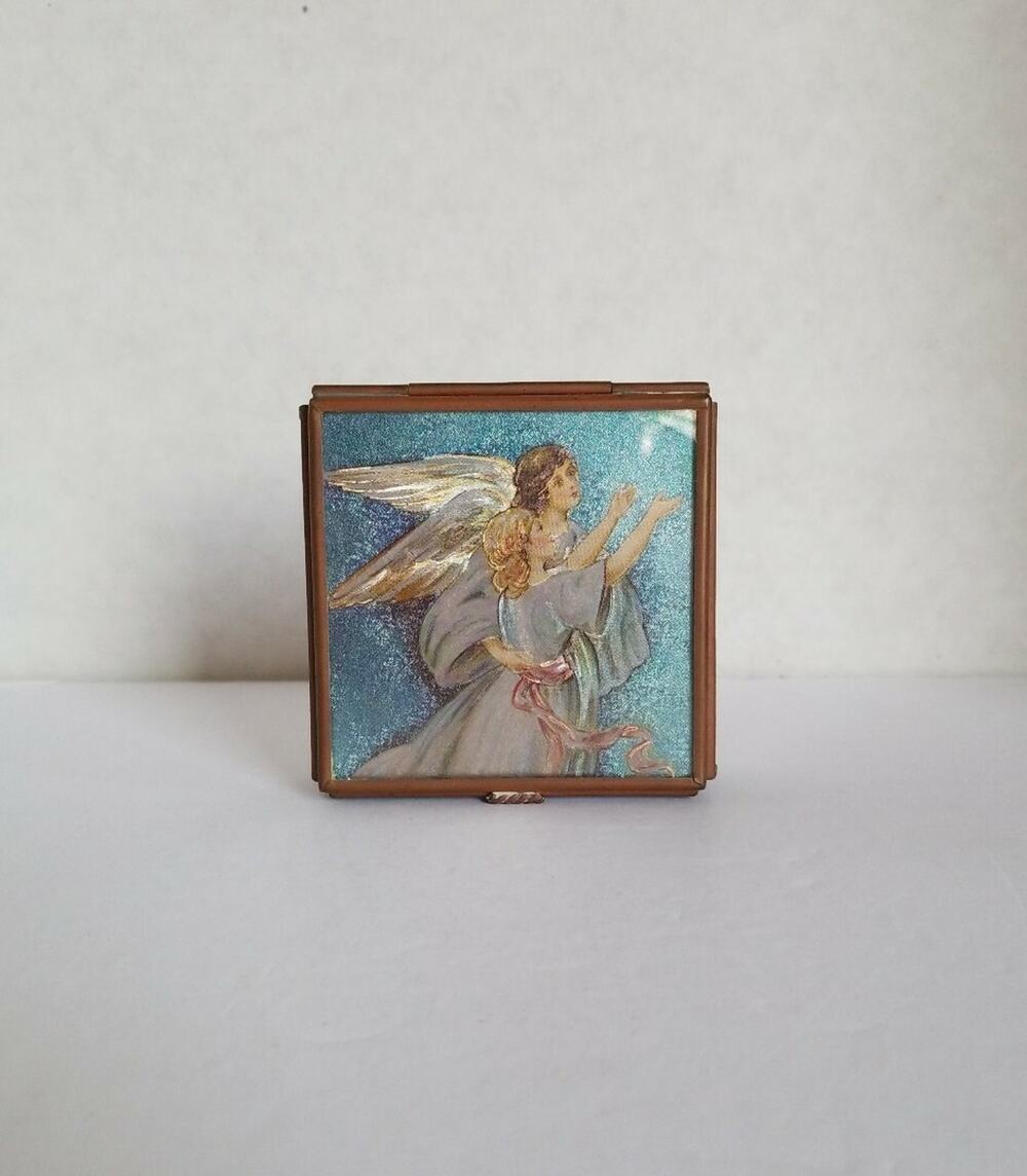 Angels Stain Glass Jewelry Trinket Hinged Lid Box Handcrafted Via Vermont